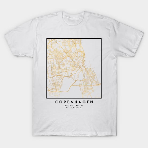 COPENHAGEN DENMARK CITY STREET MAP ART T-Shirt by deificusArt